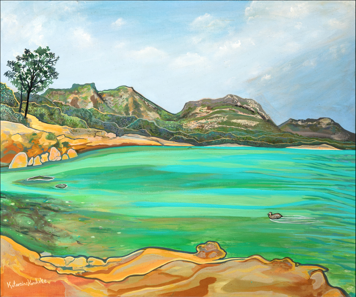 'Honeymoon Bay and the Little Drifter' canvas print